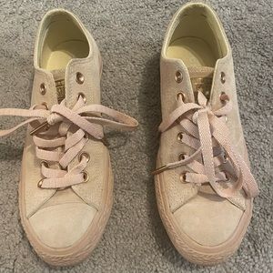 Pink Unisex Suede Low Top Converse All Star Sneakers